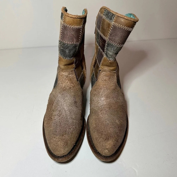 Corral Western Boots Womens Ankle Patchwork Round Toe 8 M Cognac C3116 - Picture 6 of 10